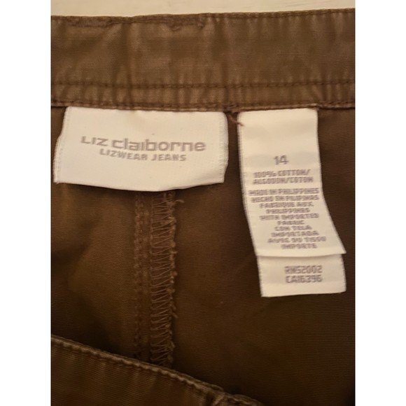 Liz Claiborne (Liz Wear Jeans) Brown Cropped Pants  Flat Front Size 14 - Picture 4 of 6